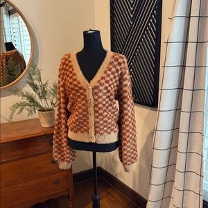 Hem & Thread fuzzy checked sweater large